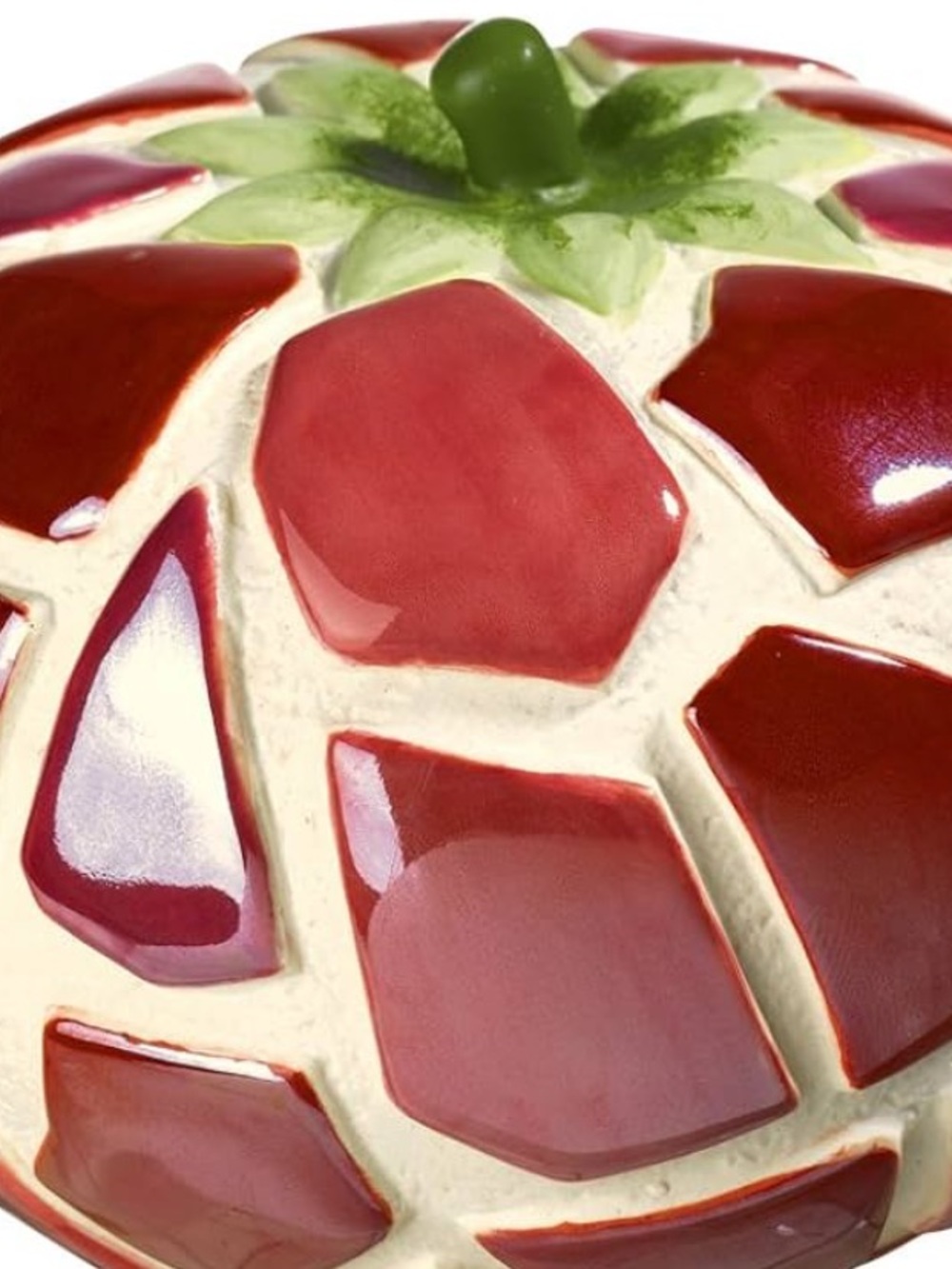 Grasslands Road Red Mosaic Ceramic Tomato Accent with Green Stem - Picture 2 of 10